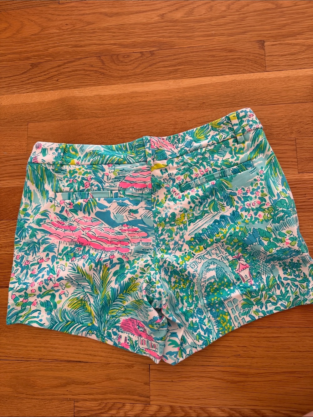 Lilly Pulitzer Teal & Pink Tropical Print Bermuda Shorts - Picture 5 of 5